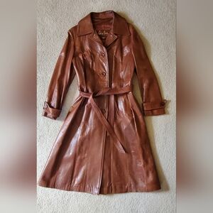 Vintage Skin Gear Chic Leather Trench Coat
